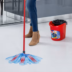 Vileda SuperMocio 3 Action XL Mop and Bucket Set with Extra Refill, Blue,Red