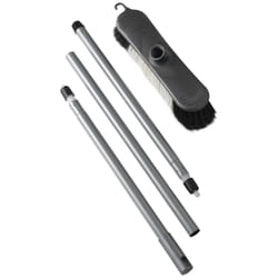 Addis Indoor Plastic Sweeping broom with Soft Nylon bristles & 3pcs easy assemble Metal handle, Metallic Grey