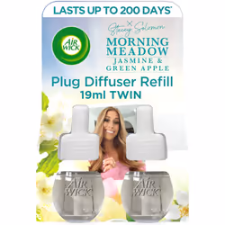 Air Wick Plug in Diffuser Twin Refill, Morning Meadow, Pack 2 x 19ml, Long Lasting Fragrance, Lasts up to 200 days, Plug in A ...
