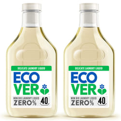 Ecover Zero Non-Bio Laundry Detergent for Sensitive Skin, Baby Laundry Washing Liquid, 2x Pack of 40 Washes, 2 x 1.43L