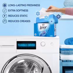 2 Pack of Lenor Tumble Dryer Fabric Conditioner Sheets Spring Awakening, 34 Sheets for Clean & Soft Fabrics and Essential Fragrance with Revitalising