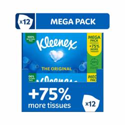 Kleenex Original Tissues, Mega Pack ? 1,344 Sheets (12 Boxes x 112 Sheets) - Always soft and strong for Everyday Use - Now 75 ...