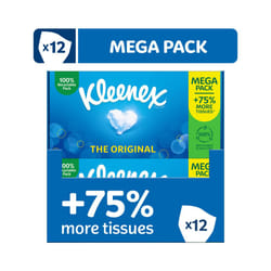 Kleenex Original Tissues, Mega Pack ? 1,344 Sheets (12 Boxes x 112 Sheets) - Always soft and strong for Everyday Use - Now 75% More Tissues in a box