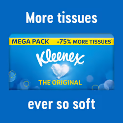 Kleenex Original Tissues, Mega Pack ? 1,344 Sheets (12 Boxes x 112 Sheets) - Always soft and strong for Everyday Use - Now 75% More Tissues in a box