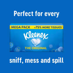Kleenex Original Tissues, Mega Pack ? 1,344 Sheets (12 Boxes x 112 Sheets) - Always soft and strong for Everyday Use - Now 75% More Tissues in a box