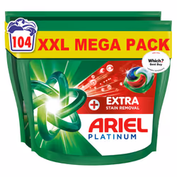 Ariel Platinum PODS? Laundry Detergent Capsules, 104 Washes (52 x 2) ? Extra Stain Removal, Removes 7-Day Dried-In Stains