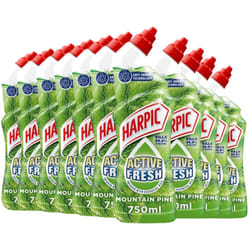 Harpic Active Fresh Toilet Cleaning Gel, Mountain Pine, Pack 12 x 750 ml, Infused with Essential Oils, Kills 99.9% of Bacteria, Toilet Cleaner