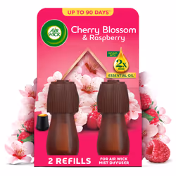 Air Wick Cherry Blossom & Raspberry Essential Mist Twin Refill 20ml, Lasting for up to 45 days per refill, Air Freshener