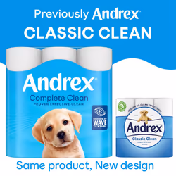 Andrex Complete Clean Toilet Roll 24 Rolls (Previously Andrex Classic Clean Toilet Tissue) Unbeatable Toilet Paper with Unique 3D Wave, FSC Certified
