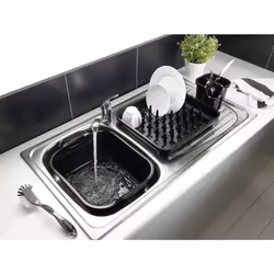 Addis 517936 Large Rectangular 10 Litre Washing Up Bowl with Handles, Black, 39 x 32 x 14 cm