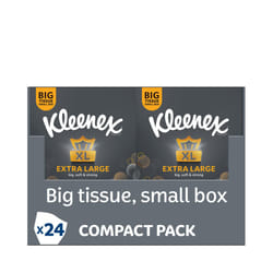 Kleenex Extra Large Facial Tissues, 100% Recyclable Packaging, 24 Compact Tissue Boxes, 1056 Tissues (24 boxes)