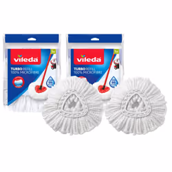 Vileda Turbo Spin Mop Refill, Pack of 2 Turbo Mop Head Replacements, Fits all Vileda Turbo Mops, Authentic Vileda Mop Head