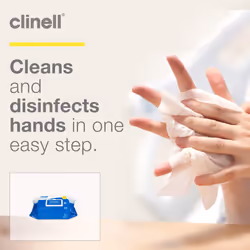 Clinell Antimicrobial Hand Wipes - Pack of 1 - 200 Wipes - Antibacterial, Suitable for Hands and Surfaces - Dermatologically Tested, Kills 99.99% of
