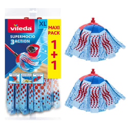 Vileda SuperMocio 3Action XL Mop Refill, Pack of 2 SuperMocio 3 Action Mop Head Replacements, Fits all SuperMocio Mops, Authentic Vileda Mop Head,