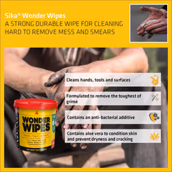 SIKA - Wonder Wipes Multi-Use Cleaning Wipes for the Building Trade - Specially Formulated to Clean Hands, Tools and Surfaces - 300 Wipes