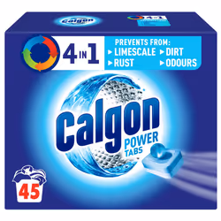 Calgon 4-in-1 Washing Machine Cleaner and Water Softener Tablets, Removes Limescale & Odours, Deep Clean, Units: 45 Tablets, ...