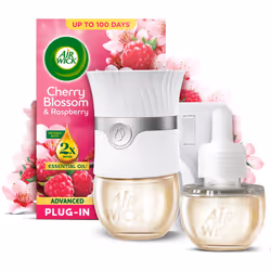 Air Wick Cherry Blossom & Raspberry Advanced Electrical Plug-in Kit 19ml, Lasts for up to 100 Days, Air Freshener