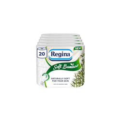 Regina Soft Bamboo - 20 Rolls of Toilet Tissue 3 Ply, 160 Sheets, Naturally Soft for Your Skin, Toilet Tissue Made with Bamboo Fibers, Paper