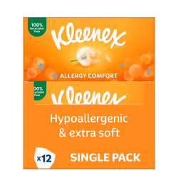 Kleenex Allergy Comfort Tissues - Pack of 12 Tissue Boxes- Hayfever Allergy Comfort Tissues - Extremely Gentle, Perfect for H ...