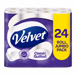 Velvet Classic Quilted Toilet Tissue 24 Rolls - Luxuriously Soft, Strong and Absorbent Toilet Roll - Jumbo Bulk Pack 24 Rolls ...