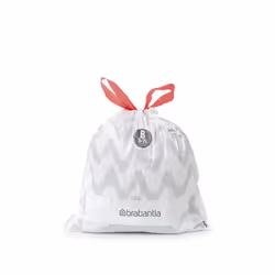 Brabantia PerfectFit Bin Liners (Size B/5 Litre) Thick Plastic Trash Bags with Tie Tape Drawstring Handles (40 Bags),White,137747