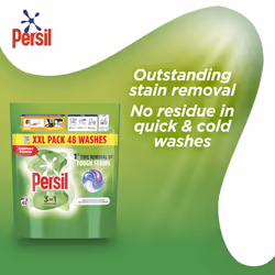 Persil Bio 3 in 1 Washing Capsules 1st time removal of tough stains outstanding stain removal in quick & cold washes 48 washes