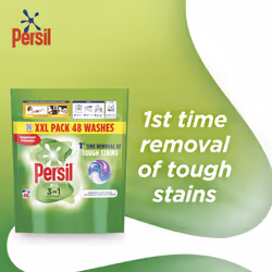 Persil Bio 3 in 1 Washing Capsules 1st time removal of tough stains outstanding stain removal in quick & cold washes 48 washes