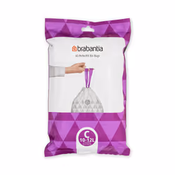 Brabantia PerfectFit Bin Liners (Size C/10-12 Litre) Thick Plastic Trash Bags with Tie Tape Drawstring Handles (40 Bags)