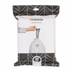 Brabantia 138829 PerfectFit Bin Liners (Size M/60 Litre) Thick Plastic Trash Bags with Tie Tape Drawstring Handles (40 Bags), ...