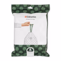 Brabantia 138546 PerfectFit Bin Liners (Size R/36 Litre) Thick Plastic Trash Bags with Tie Tape Drawstring Handles (40 Bags), ...