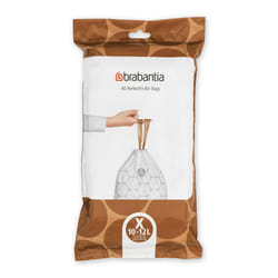 Brabantia 138041 PerfectFit Bin Liners (Size X/10-12 Litre) Thick Plastic Trash Bags with Tie Tape Drawstring Handles (40 Bags), White
