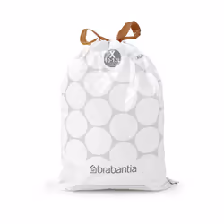 Brabantia 138041 PerfectFit Bin Liners (Size X/10-12 Litre) Thick Plastic Trash Bags with Tie Tape Drawstring Handles (40 Bags), White