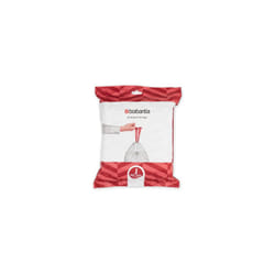 Brabantia PerfectFit Bin Liners Size J (23 Litre), White,115608 Thick Plastic Trash Bags with Tie Tape Drawstring Handles (40 Bag)