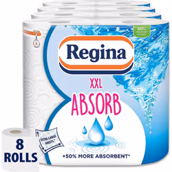 Regina XXL Absorb Kitchen Towels ? 8 Rolls Per Pack, Super Absorbent 2-ply Kitchen Towels, 75 Sheets Per Roll, Extra-large Sh ...