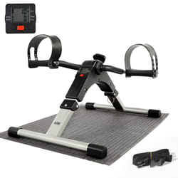 AGM Foldable Mini Pedal Exerciser, Compact Arm Leg Exercise Bike with LCD Display for Home Office Workout