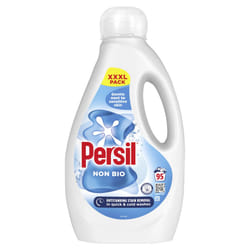Persil Non Bio Laundry Washing Liquid Detergent outstanding stain removal in quick & cold washes tough on stains, gentle next to sensitive skin 95