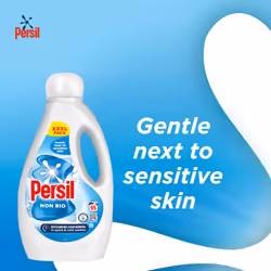 Persil Non Bio Laundry Washing Liquid Detergent outstanding stain removal in quick & cold washes tough on stains, gentle next to sensitive skin 95