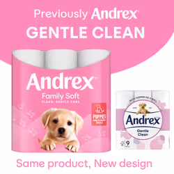 Andrex Family Soft Toilet Tissue 72 Rolls (Previously Andrex Gentle Clean) Gentle on your Family?s skin? Bulk Pack of 72 Toilet Rolls, FSC Certified