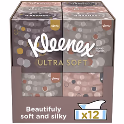 Kleenex Ultra Soft Facial Tissues - Pack of 12 Cube Tissue Boxes - Our Softest Tissue - Supremely Soft And Silky Designed Wit ...