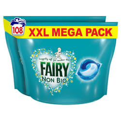 Fairy Non Bio PODS Washing Liquid Capsules, For Sensitive Skin, 108 Washes (54x2)