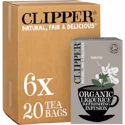 Clipper Organic Liquorice Tea Bags | 120 Infusion Liquorice Root Teabag Sachets (6 x Boxes of 20) | Bulk Buy for Home & Cater ...