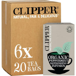 Clipper Organic Peppermint Tea Bags | 120 Infusion Mint Teabag Sachets (6x Boxes of 20) | Bulk Buy, Home & Catering | Caffeine-Free Herbal Tea Bags |