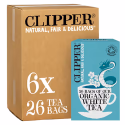 Clipper Organic White Tea Bags | 156 Bags of White Tea from China (6 x Boxes of 26) | Bulk Buy for Home & Catering | Herbal T ...