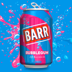 BARR since 1875, 24 Pack Blue Bubblegum Zero No Sugar Flavoured Fizzy Drink "Fizzingly Fun" - 24 x 330ml Cans
