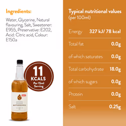 Simply Sugar Free Butterscotch Syrup, Low Calorie, Vegan & Nut Free Flavoured Syrup for Coffee, Cocktails & Baking (1 Litre)