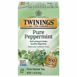 Twinings of London Pure Peppermint Herbal Tea Bags, 20 Count