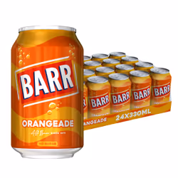 BARR since 1875, 24 Pack Sparkling Orangeade, Low Sugar Orange Flavoured Fizzy Drink "Fizzingly Fun" - 24 x 330ml Cans