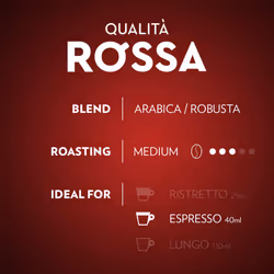 Lavazza, Qualit? Rossa, 30 Aluminium Capsules Compatible with Nespresso Original Machines, with Chocolate and Dried Fruit Notes, Arabica and Robusta,