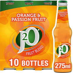 J2O Fruit Blend, Orange and Passion Fruit, 10 x 275ml