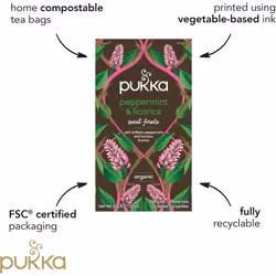 Pukka Herbs | Organic Peppermint & Licorice Herbal Tea Box | Ideal Digestive Infusion Selection | Soothing After-Meal Tea | Caffeine Free | 4 Packs |
